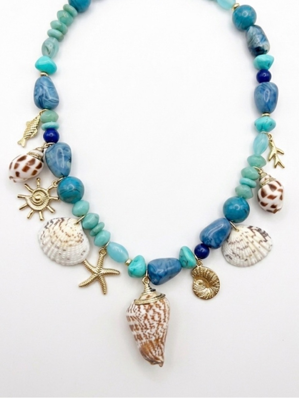 NWT ⚜️🩵⚜️ PIPER K Turquiose Beaded Necklace with Nautical Charms